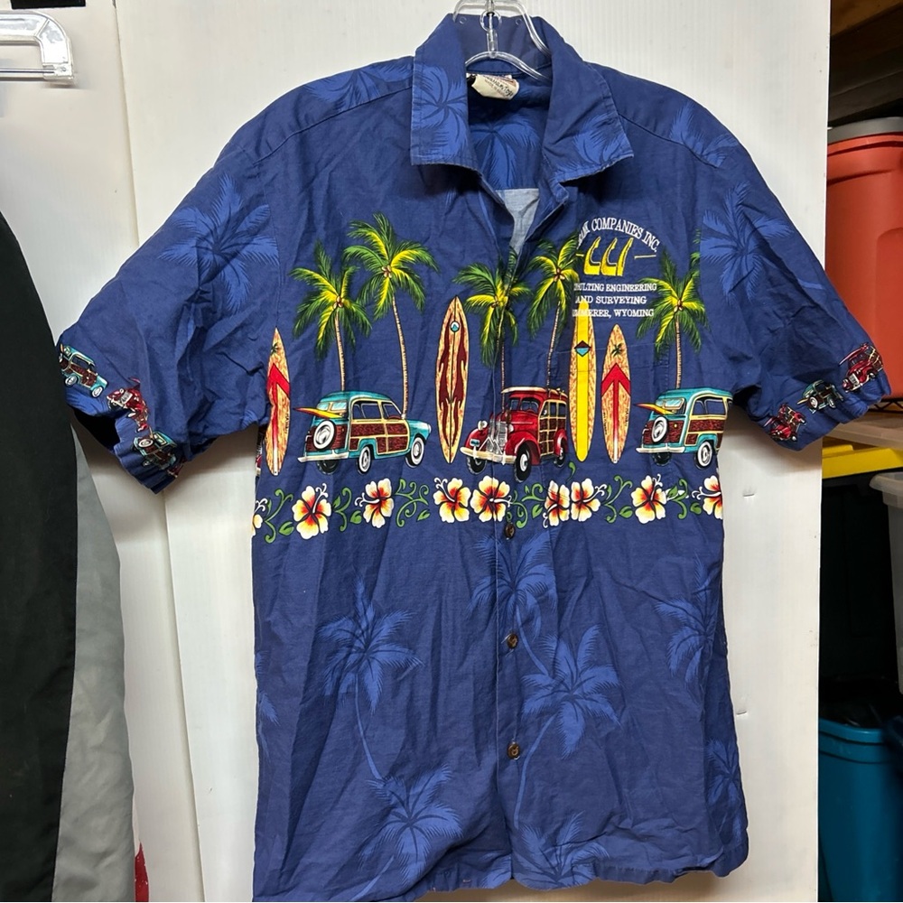 Vintage Hawaiian Togs Button Up Shirt Mens Medium Logo Crank Companies Inc